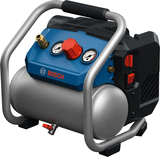 Bosch GKO18V-51 air compressor with control gauges.