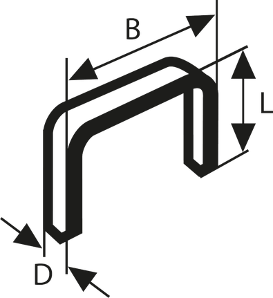 Bosch Flat Wire Staples Type 57/10 with labeled dimensions.