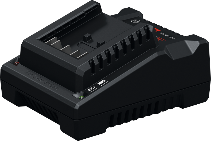 Bosch GAL 18V-40 battery charger with status indicator.