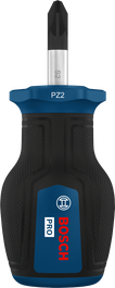 Bosch PRO Stubby Screwdriver PZ2 x 25 mm with ergonomic handle.