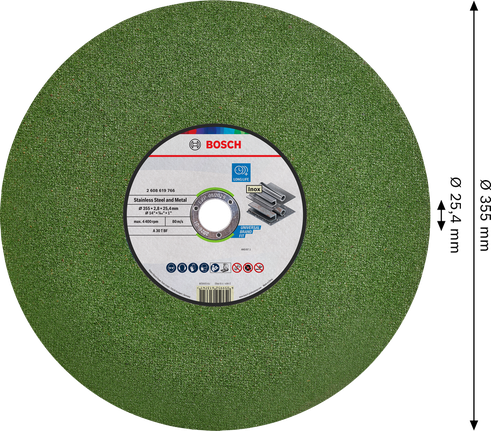 Bosch stainless steel and metal cutting disc 355mm.