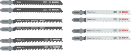 Bosch Wood Jigsaw Blade Set, 10 pieces for clean and fast cuts.