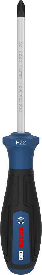 Bosch PRO Screwdriver PZ2 x 100 mm with ergonomic handle.