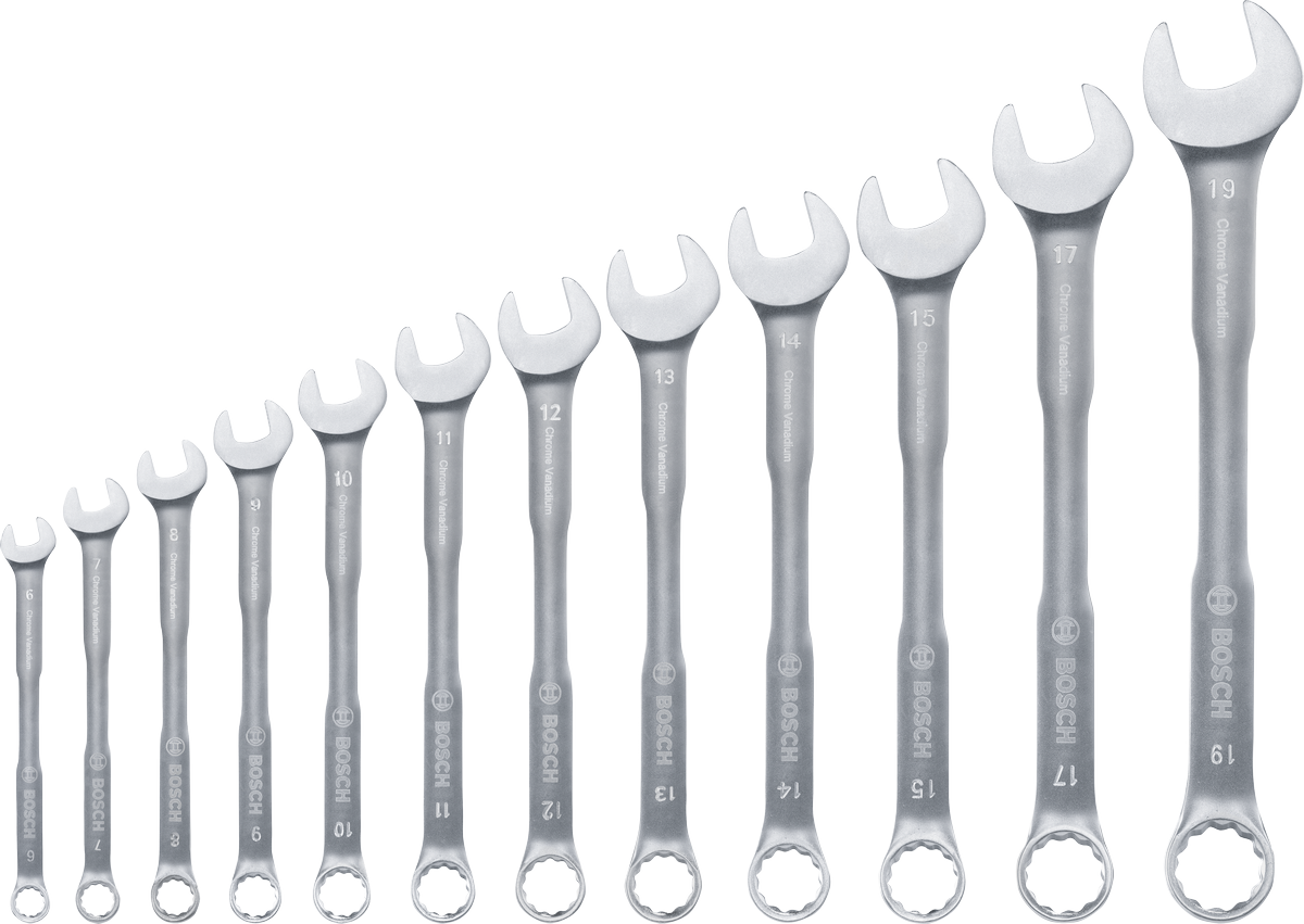 Bosch combination wrench set 6-19 mm 12 pieces.