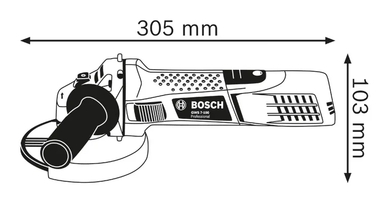 Angle grinder dimensions.