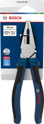 Bosch combination pliers 180 mm with multi-component handles.