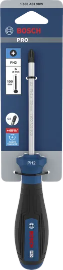 Bosch PRO Screwdriver PH2 x 100 mm with ergonomic handle.