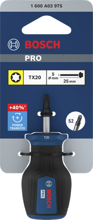 Bosch PRO Stubby Screwdriver TX20 25mm with S2 steel bit.