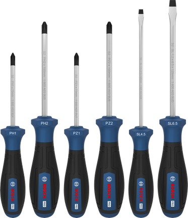 Bosch PRO Screwdriver Set PH/PZ/SL 6 pcs with S2 shafts.