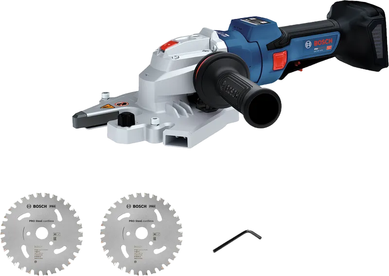 Bosch GBC18V-32PS cordless metal saw with blades.