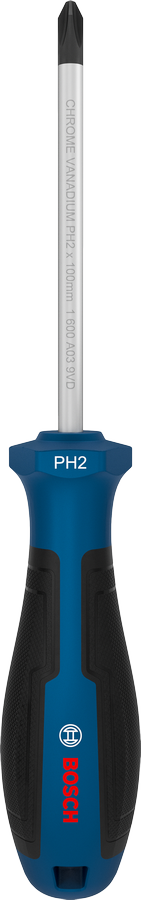 Bosch PH2 x 100 mm screwdriver with ergonomic handle.
