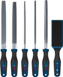 Bosch file set 5 pcs plus PRO file brush with multi-component handles.
