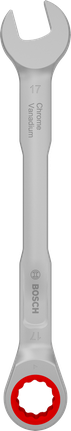 Bosch 17 mm ratchet combination wrench Chrome Vanadium.