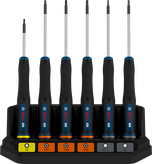 Bosch PRO Precision Screwdriver Set TX/TH/H, 6 pcs with color-coded handles.