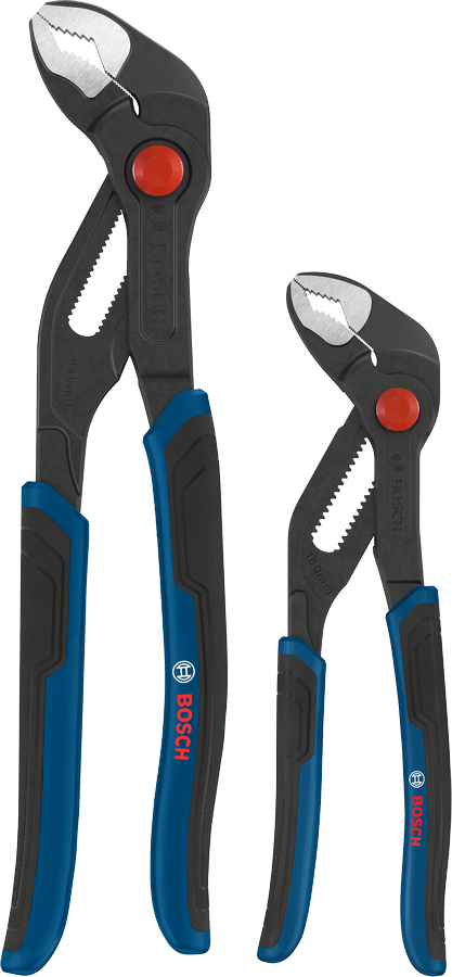 Bosch water pump pliers set with multi-component handles.