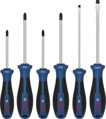 Screwdriver Set, PH/PZ/SL, 6 pcs