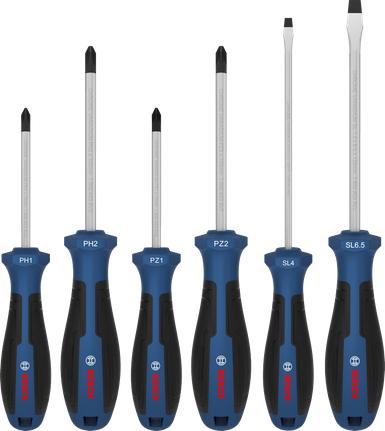 Bosch screwdriver set PH/PZ/SL, chrome vanadium shafts.