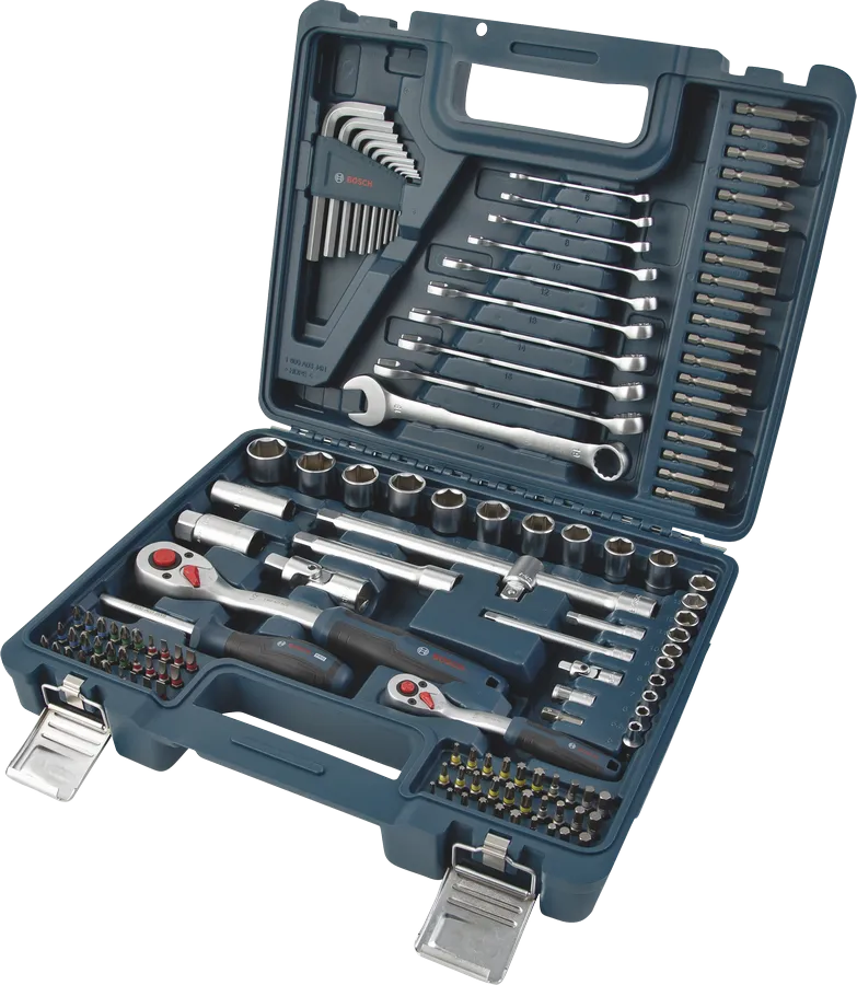 Bosch hand tool mixed set 134 pcs in blue case.