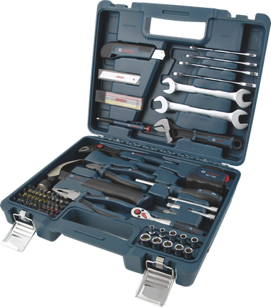 Bosch hand tool mixed set 89 pcs in blue carrying case.