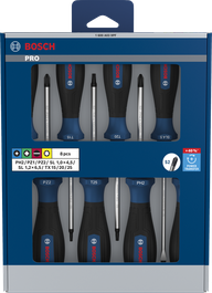 Bosch PRO screwdriver set 8 pcs with S2 shafts.
