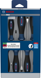 Bosch PRO Screwdriver Set PZ/SL 6 pcs with S2 shafts.