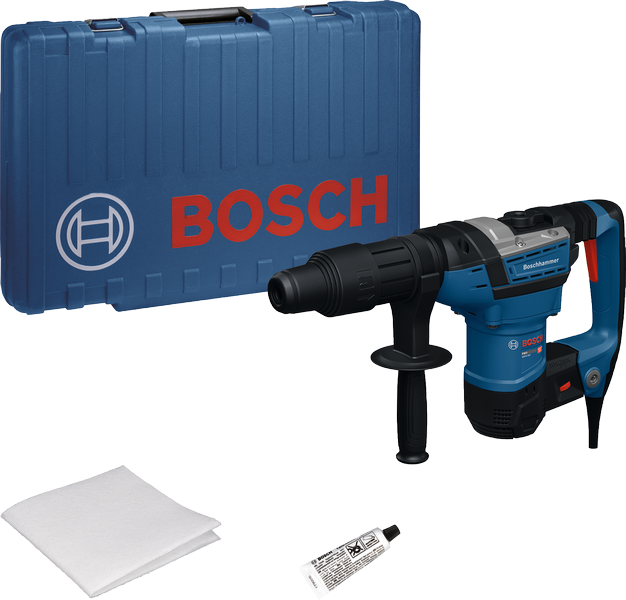 Bosch GBH5-40V rotary hammer with case and accessories.