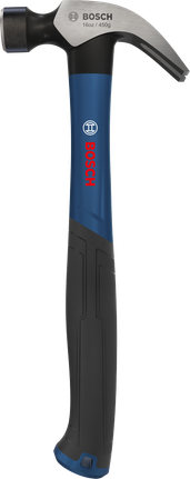 Bosch claw hammer 16 oz curved with carbon steel head.