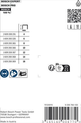 Bosch Fine Wire Staples Type 53/12 for staplers.