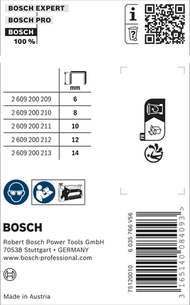 Bosch Fine Wire Staples Type 53/6, 6 mm length.