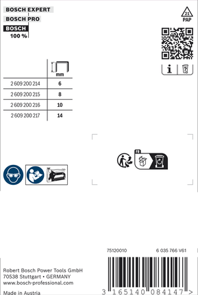 Bosch Fine Wire Staples Type 53/6S, 6 mm length.