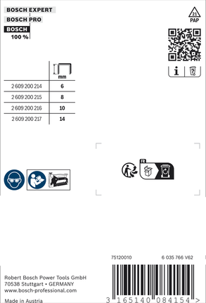 Bosch Fine Wire Staples Type 53/8S 8mm for professional use.