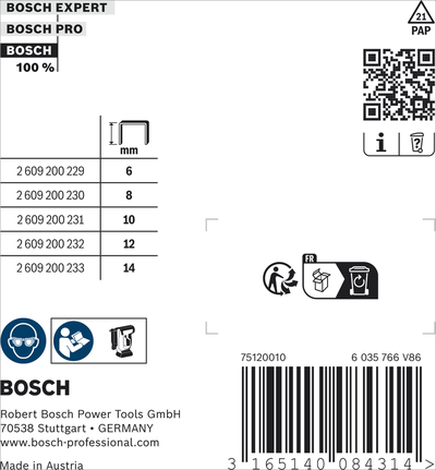Bosch Flat Wire Staples Type 57/10, 10 mm length.