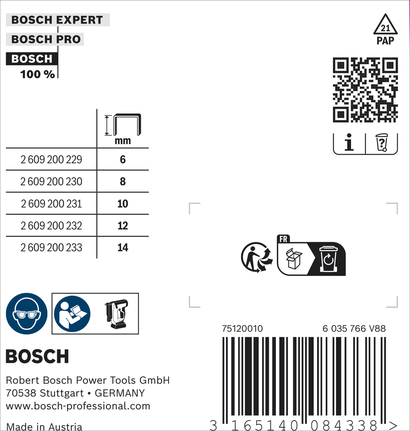 Bosch Flat Wire Staples Type 57/14, 14 mm length.