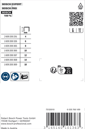 Bosch Fine Wire Staples Type 53/4, 4mm length.