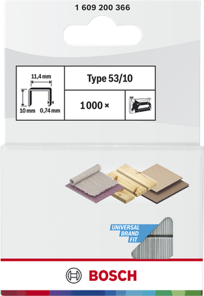 Bosch Fine Wire Staples Type 53/10 for universal use.