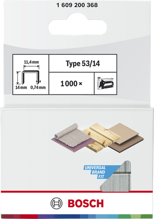 Bosch Fine Wire Staples Type 53/14 for universal use.