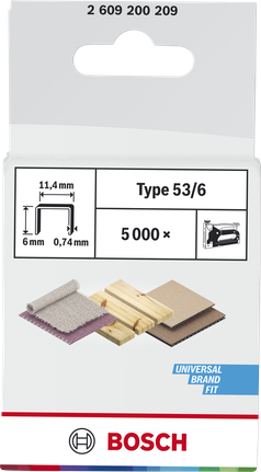Bosch Fine Wire Staples Type 53/6 for staplers.