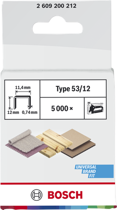 Bosch Fine Wire Staples Type 53/12 for universal fit.