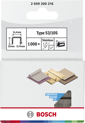 Bosch Fine Wire Staples Type 53/10S stainless 10mm.