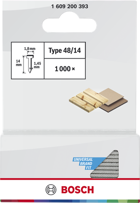 Bosch Type 48/14 nails for wood or panel fastening.