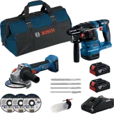 Bosch GBH 185-Li and GWS 18V-8 combo kit with bag.