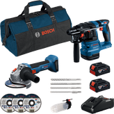 Bosch GBH 185-Li and GWS 18V-8 combo kit with bag.