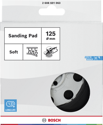 Bosch 125 mm soft sanding pad with 8 holes.