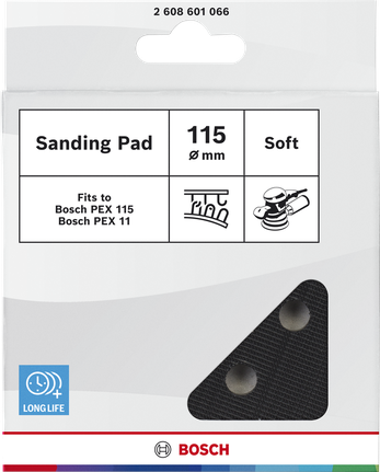 Bosch sanding pad soft 115 mm with 8 holes.