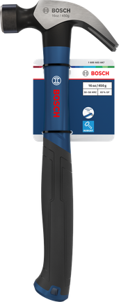Bosch claw hammer 16 oz curved with carbon steel head.