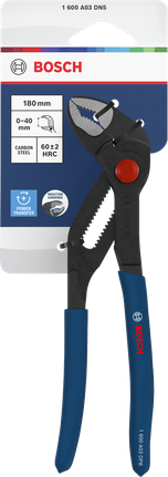 Bosch water pump pliers 180 mm with non-slip handles.