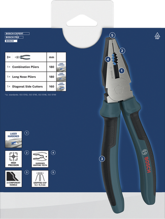 Bosch pliers set with multi-component handles, 3 pieces.