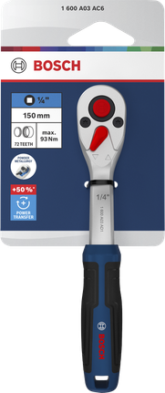 Bosch 1/4" ratchet with 150mm chrome vanadium handle.