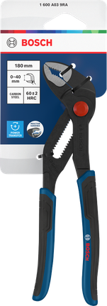 Bosch water pump pliers 180 mm with multi-component handles.