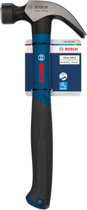 Bosch claw hammer 20 oz curved carbon steel head.